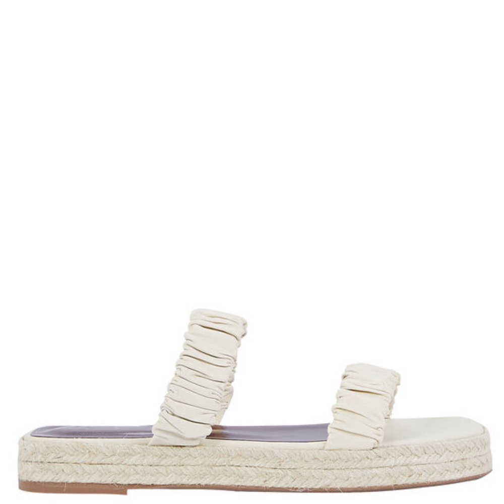 STAUD Maya Ruched Leather Espadrille Platform Sandals size 36 made in Portugal